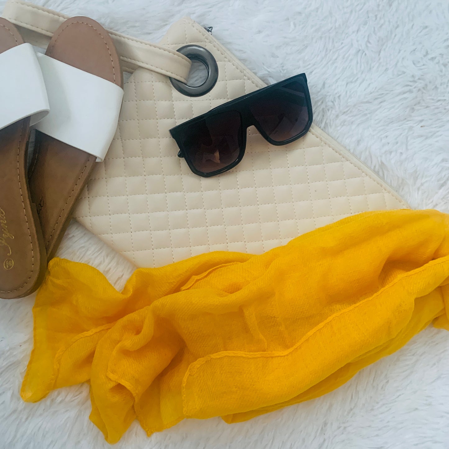 Quilted Alexa Oversized Clutch (Cream)