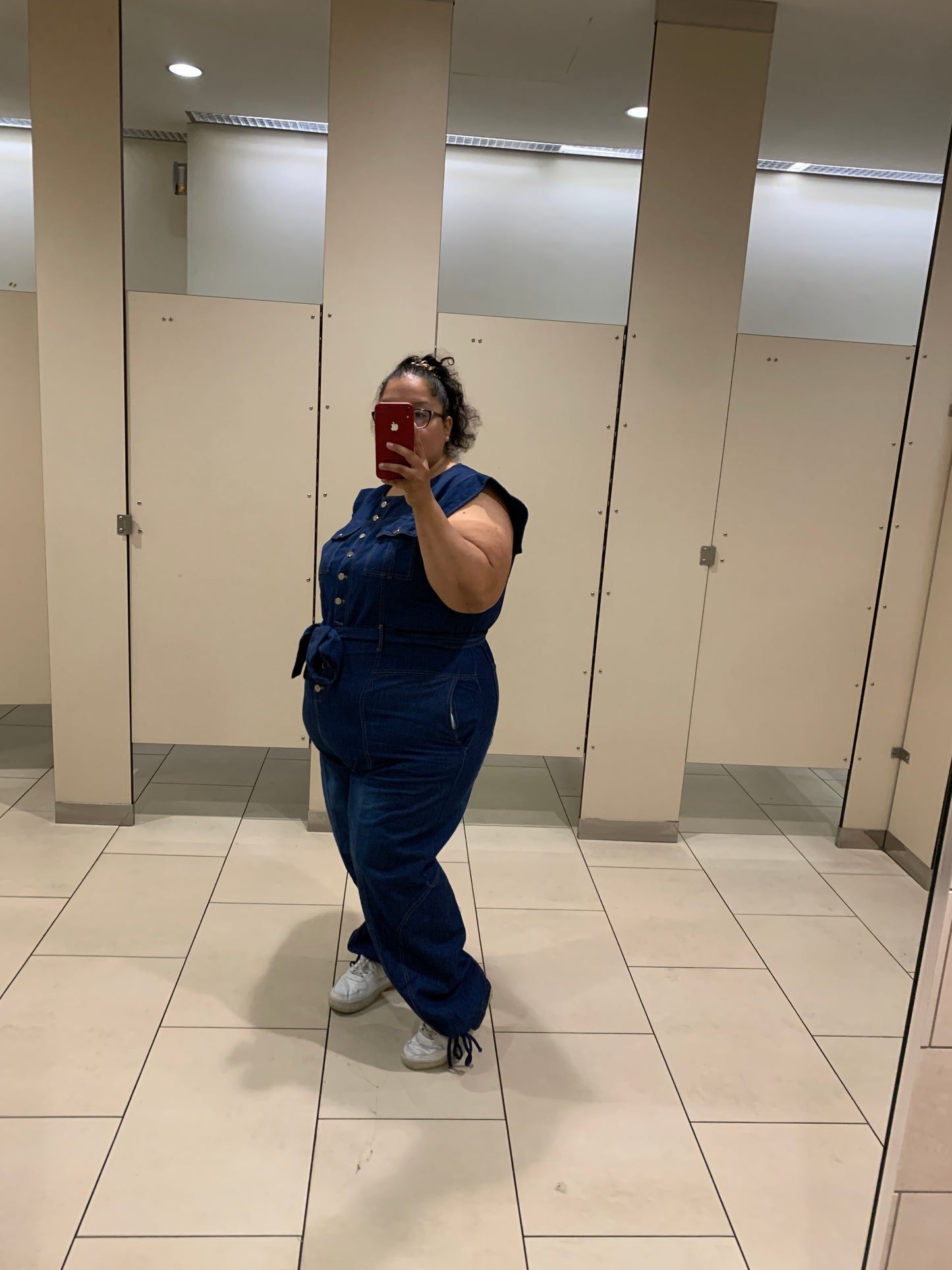 Sleeveless Denim Jumpsuit (Plus)