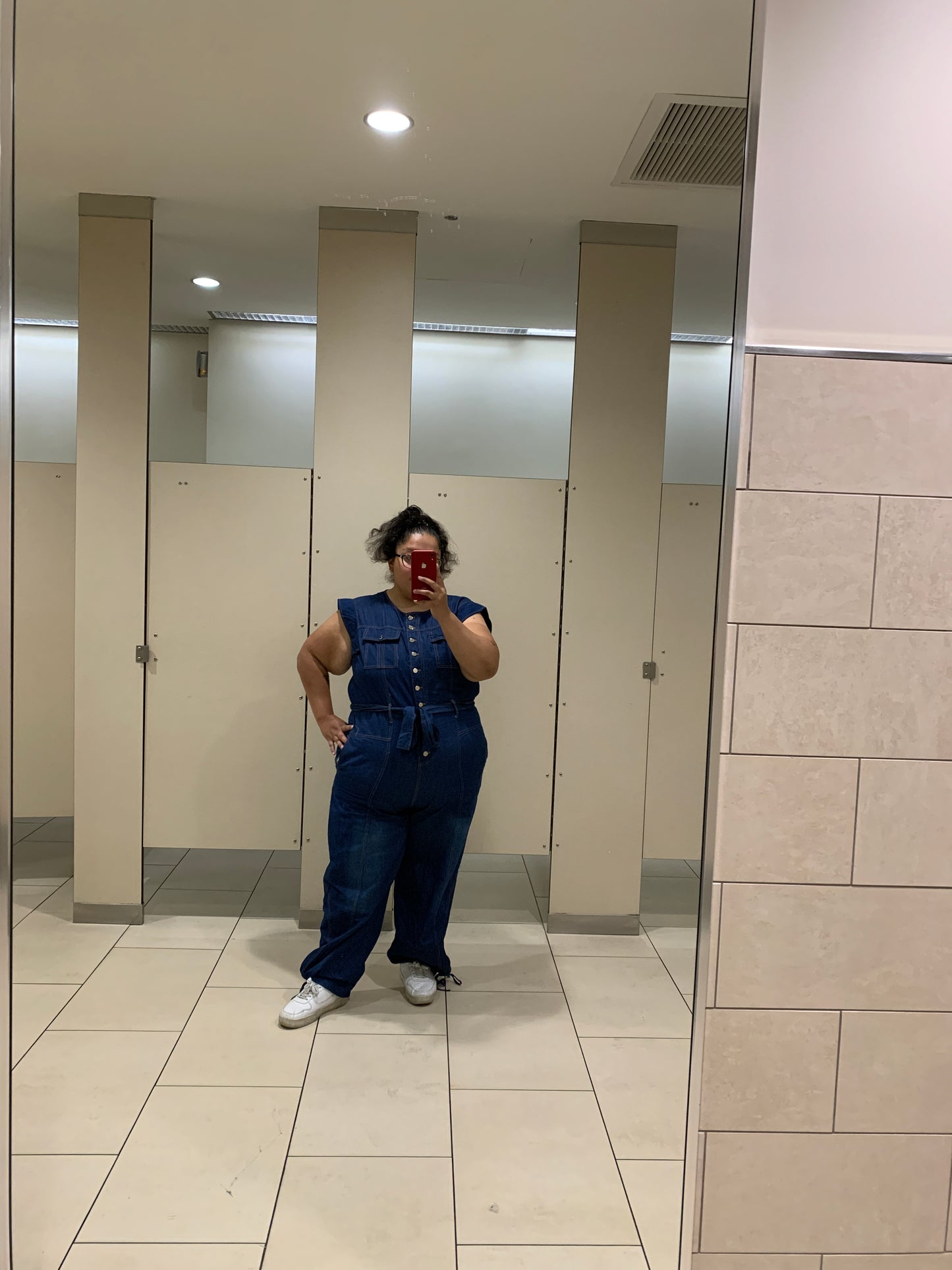 Sleeveless Denim Jumpsuit (Plus)