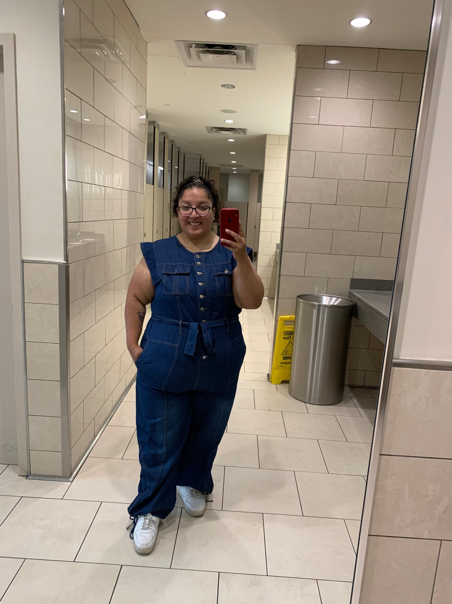 Sleeveless Denim Jumpsuit (Plus)