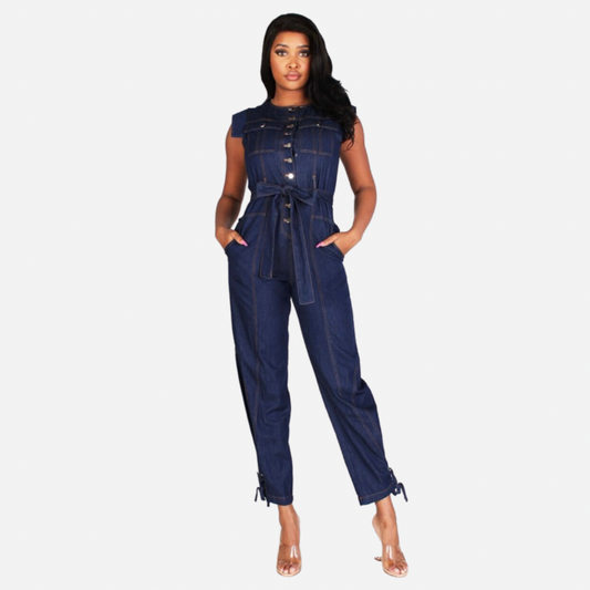 Sleeveless Denim Jumpsuit