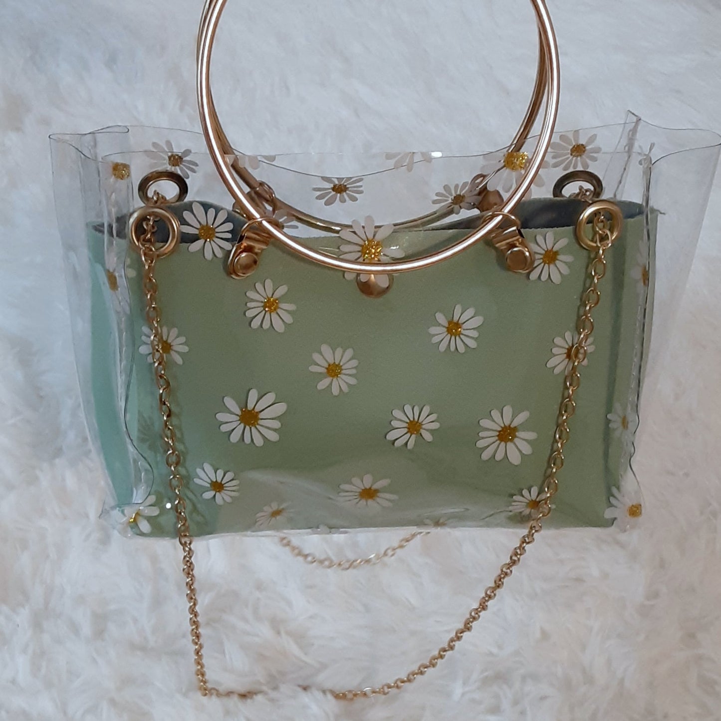 Daisy Print Purse (Green)