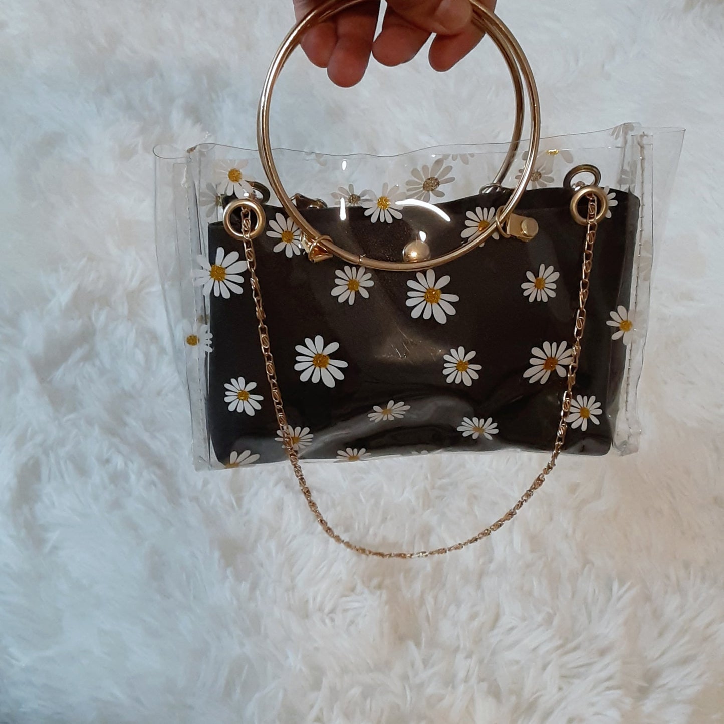 Daisy Print Purse (Black)