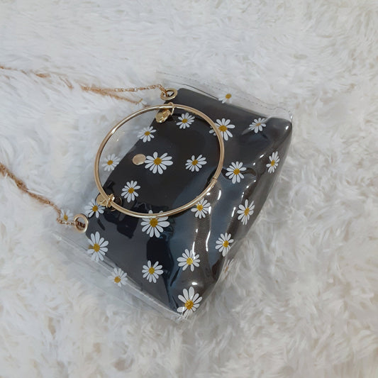 Daisy Print Purse (Black)