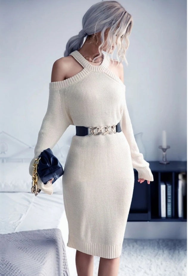 Cold Shoulder Sweater Dress