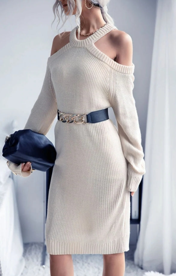 Cold Shoulder Sweater Dress