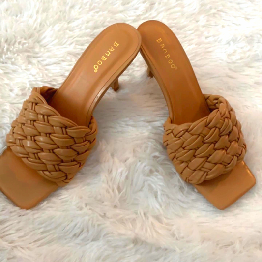 Braided Strap Stiletto Heeled Mule Sandals