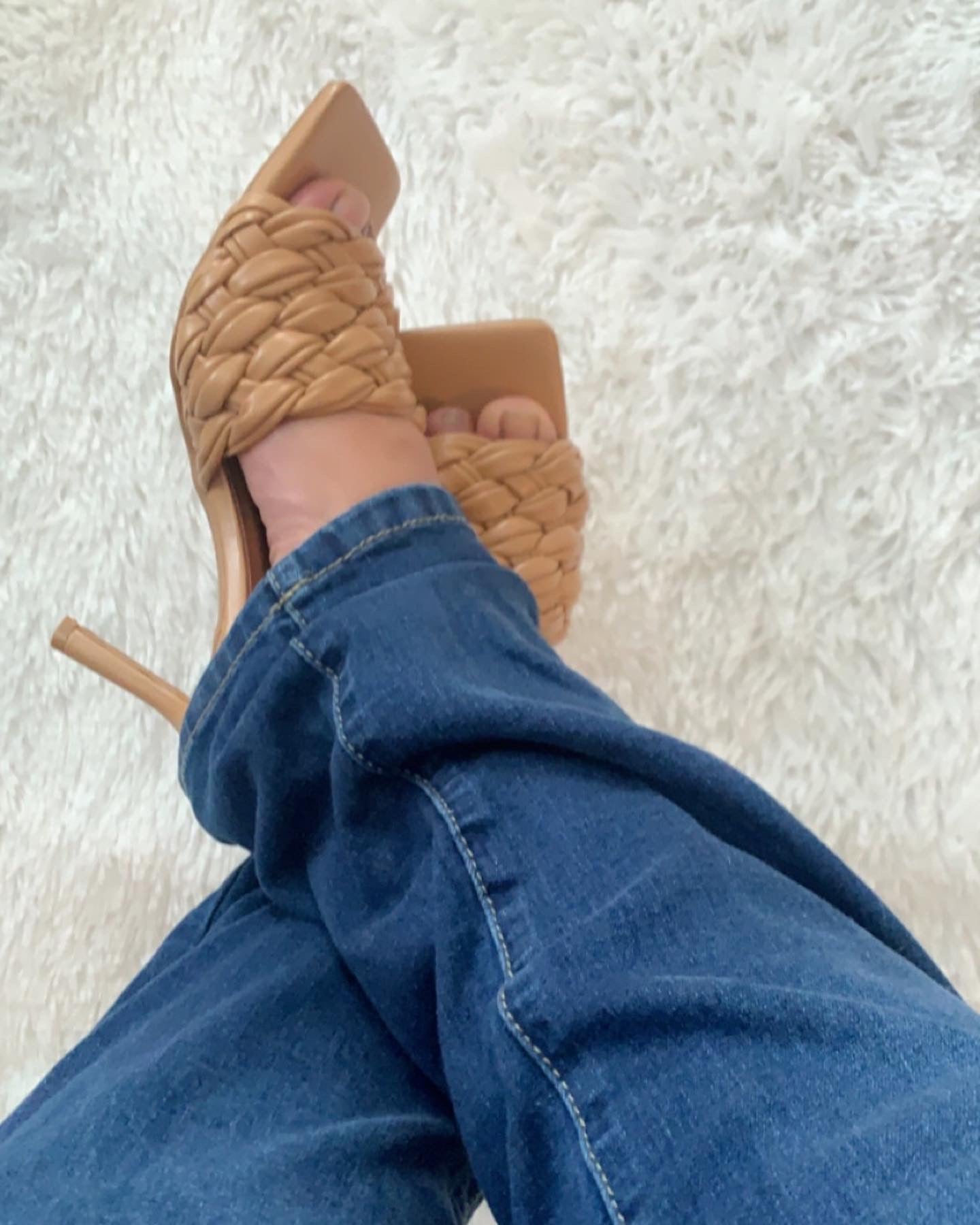 Braided Strap Stiletto Heeled Mule Sandals